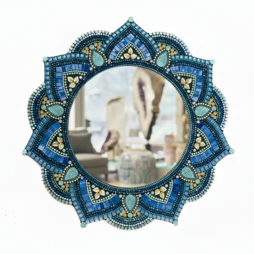 Zetamari Mosaic Capri Blue Mandala Mirror – The Kalled Gallery