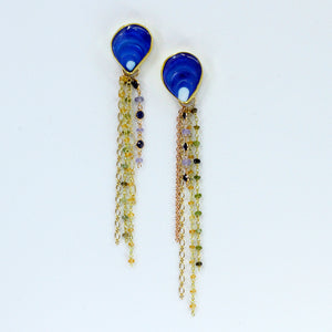 Boulder Opal Earrings 22k 18k Gold Multi Chain Dangles