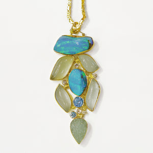 Aquamarine-Boulder-opal-pendant