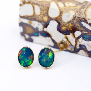 Dowdy Ethiopian Opal Earrings 22k 14k Gold