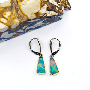 Dowdy Opal Earrings Ethiopian Opal 22k 14k Gold