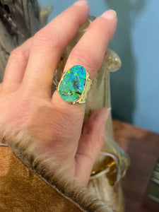 Boulder Opal Sculpted Ring 22k 18k 14k Gold