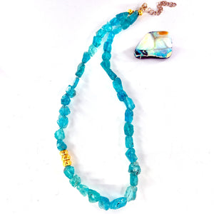 Apatite Beaded Necklace 18k 14k Gold
