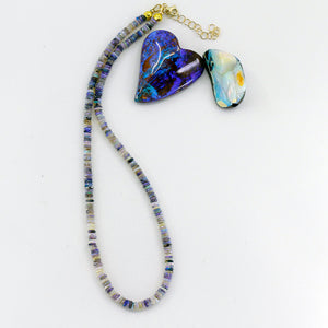 Black Opal Beaded Necklace 18k Gold Beads