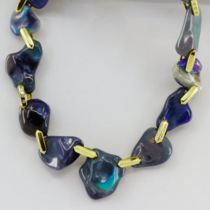 Black Opal 18k Gold Hinged Beaded Necklace Diamonds