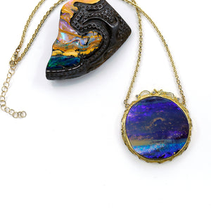 Escape From Reality Boulder Opal Necklace Diamonds 22k 18k 14k The Kalled Gallery