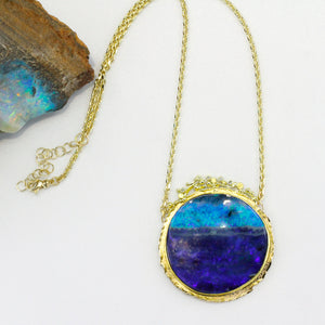"Elysian Fields" Boulder Opal Necklace Diamonds 22k 18k 14k Gold
