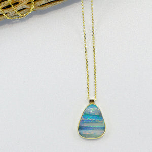 Boulder Opal Pendant 22k 14k Gold Chain SS