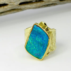 Boulder Opal Sculpted Ring 22k 18k 14k Gold