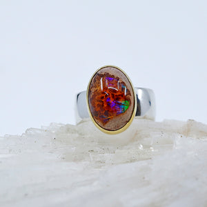 Mexican Opal Ring 22k Sterling Silver