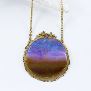 "Painted Desert" Boulder Opal Necklace Diamonds 22k 18k 14k Gold