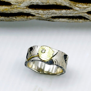 Wolfgang Vaatz Ring Gold Oxidized Silver Diamond