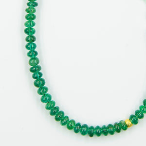 Jennifer-Kalled-emerald-14k-yellow-gold-beaded-necklace