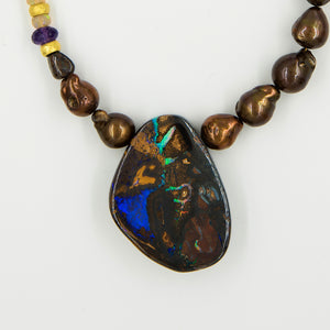 Jennifer-Kalled-boulder-opal-necklace-pearls-gold-beads-amethyst-kalled-gallery