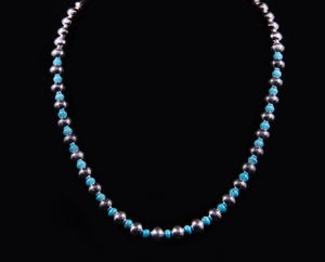 Artie-Yellowhorse-turquoise-sterling-silver-beaded-necklace-kalled-gallery