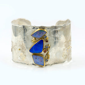 boulder-opal-cuff-bracelet-sterling-silver-gold-Jennifer-Kalled