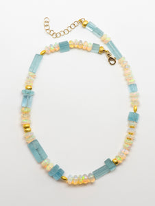 Jennifer-Kalled-aquamarine-ethiopian-opal-beaded-necklace-18k-gold-beads