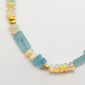 Jennifer-Kalled-aquamarine-ethiopian-opal-beaded-necklace-18k-gold-beads