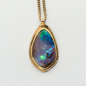 Jennifer-Kalled-Australian-boulder-opal-pendant-22k-18k-gold