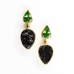 black-tourmaline-tsavorite-gold-earrings-Jennifer-Kalled