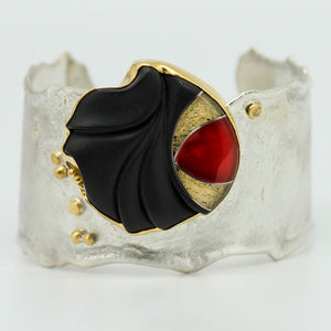 black-jade_18k-gold-mexican-opal-melted-style-cuff-bracelet-zircon-sterling-silver-Jennifer-Kalled