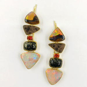 boulder-opal-firebrick-drusy-spessartite-gold-earrings-Jennifer-Kalled
