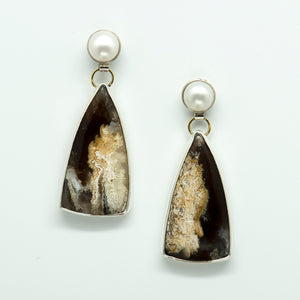 Jennifer-Kalled-white-plume-agate-pearl-sterling-silver-earrings-kalled-gallery