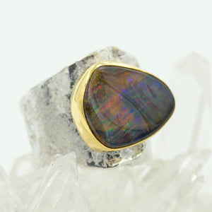 Boulder-Opal-sterling-22k-gold-wrap-ring-Jennifer-Kalled