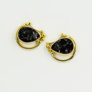 black-tourmaline-22k-18k-14k-gold-post-earrings-Jennifer-Kalled