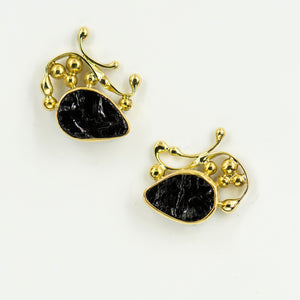 black-tourmaline-22k-18k-14k-gold-post-earrings-Jennifer-Kalled