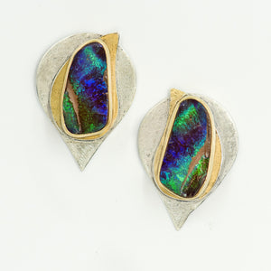 opal-australian-boulder-opal-bi-metal-22k-sterling-silver-layered-earrings-Jennifer-Kalled