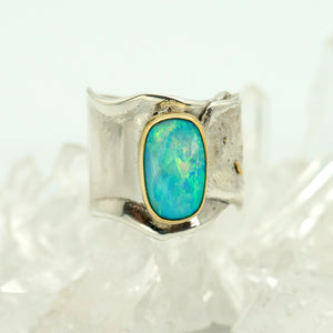 opal-sculpted-sterling-silver-22k-gold-ring-Jennifer-Kalled
