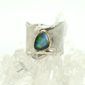 opal-sculpted-sterling-silver-22k-gold-ring-Jennifer-Kalled
