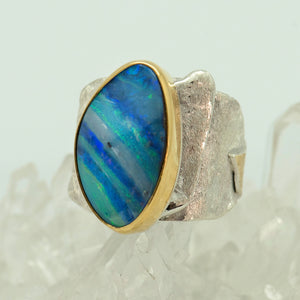 opal-sculpted-sterling-silver-22k-gold-ring-Jennifer-Kalled