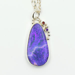 boulder-opal-pendant-sterling-silver-garnet-zircon-Jennifer-Kalled