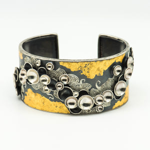 So-Young-Park-oxidized-sterling-silver-24k-gold-leaf-cuff-bracelet-kalled-gallery