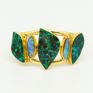 Australian-boulder-opal-diamond-22k-18k-14k-gold-bracelet-Jennifer-Kalled