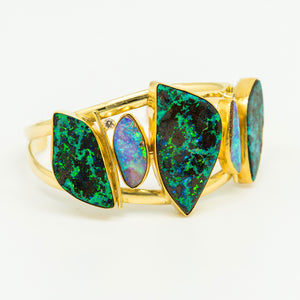 Australian-boulder-opal-diamond-22k-18k-14k-gold-bracelet-Jennifer-Kalled