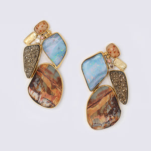 Boulder-opal-jasper-moonbeam-drusy-gold-Jennifer-Kalled-earrings