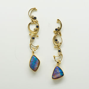 Jennifer-Kalled-australian-boulder-opal-post-earrings-22k-18k-gold