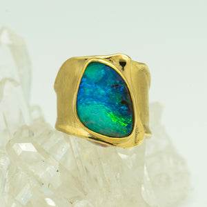 Jennifer-Kalled-Australian-boulder-opal-22k-18k-gold-ring