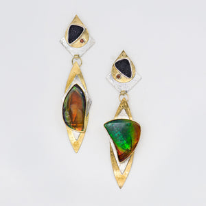 layered-hinged-boulder-opal-drusy-22k-18k-14k-gold-sterling-silver-earrings-Jennifer-Kalled
