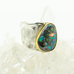 australian-boulder-opal-22k-gold-sterling-silver-ring-Jennifer-Kalled