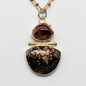 Jennifer-Kalled-plume-agate-mexican-opal-double-chain-pendant-necklace