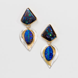 layered-boulder-opal-hinged-earrings-bi-metal-22k-18k-14k-gold-sterling-Jennifer-Kalled