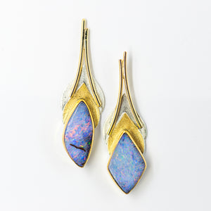 boulder-opal-layered-bi-metal-gold-silver-santorini-post-earrings-Jennifer-Kalled