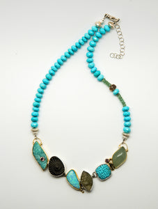 Jennifer-Kalled-ammonite-turquoise-aquamarine-zircon-necklace