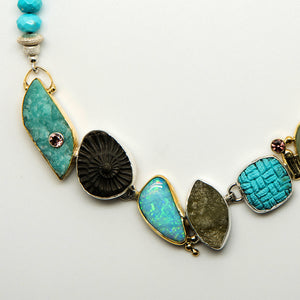 Jennifer-Kalled-ammonite-turquoise-aquamarine-zircon-necklace