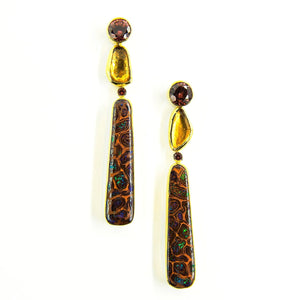 Jennifer-Kalled-australian-boulder-opal-zircon-yellow-sapphire-22k-18k-sterling-silver-earrings