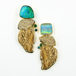 Jennifer-Kalled-boulder-opal-drusy-sequoia-22k-18k-14k-earrings